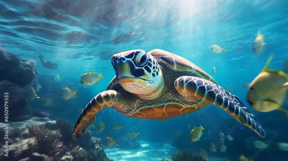 sea turtle underwater