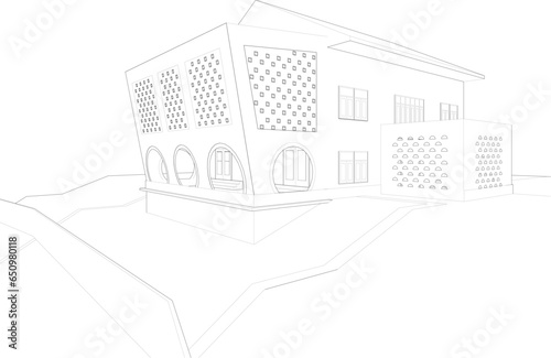 3D illustration of building project