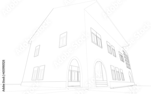 3D illustration of building project