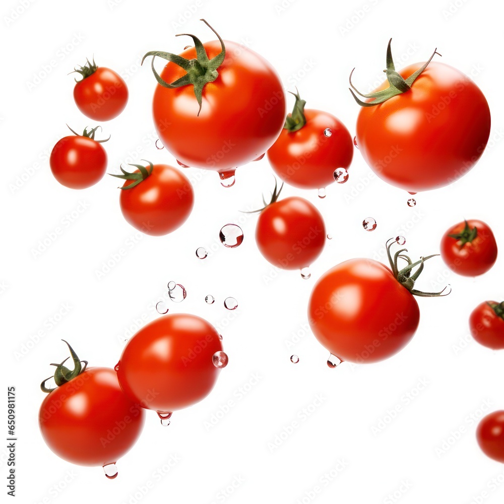 Tomatoes floating in water isolated on a white background Tomatoes floating in water isolated on a white background