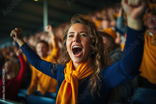 Passionate Soccer Spectator The Joy and Excitement of Victory in Sports. created with Generative AI © photobuay