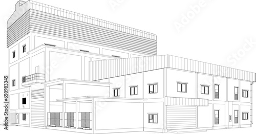 3D illustration of industrial building