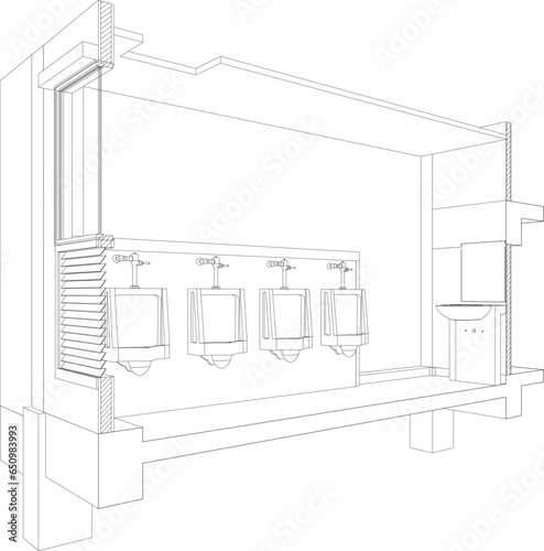 3D illustration of toilet and bathroom