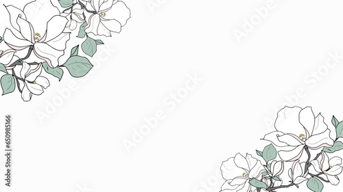 木蓮の花飾りフレーム
