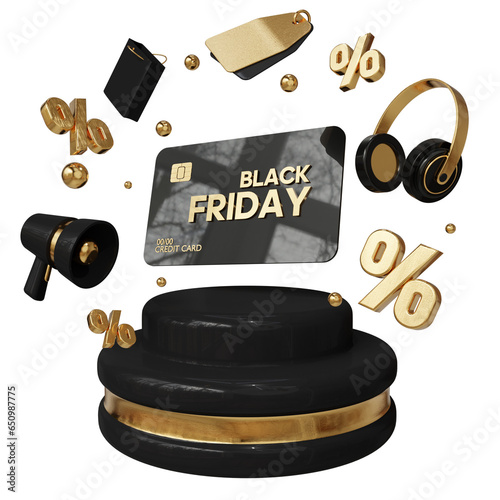 black friday discounts shopping gifts 3d render