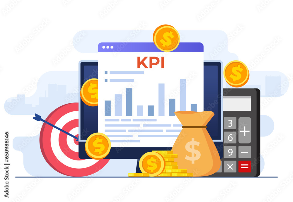 KPI, Key performance indicators business technical concept flat vector ...