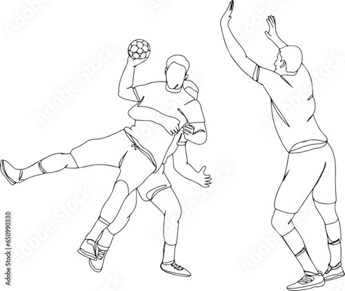 Continuous Line Cartoon Doodle of Al Kerdi Handball Game - Vector Clip Art  Al Kerdi Handball Game Sketch Drawing - One Line Cartoon Illustration  Handball Player in Continuous Line