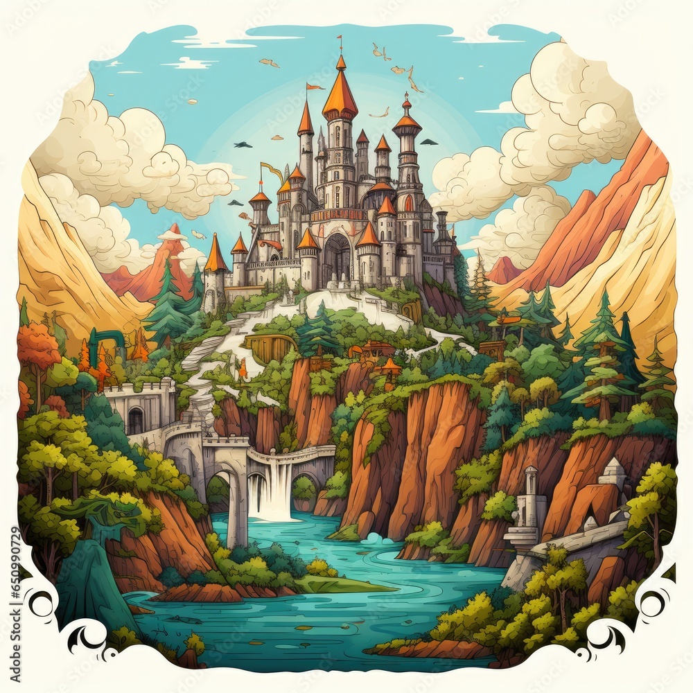 Fototapeta premium The cute Castle in cartoon style