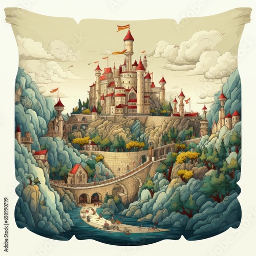 The cute Castle in cartoon style
