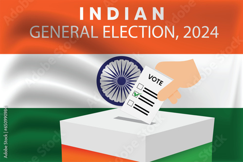 Indian general election, 2024 voting with Indian flag background vector illustration