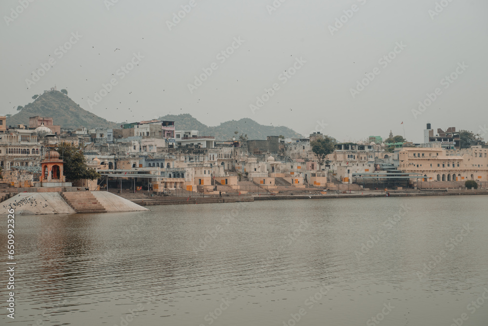 Holy lake in Pushkar, Rajasthan India. 