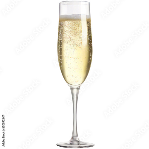 Yellow golden champagne glass isolated on transparent