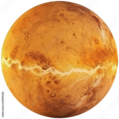 The planet Venus is entirely isolated on transparent photo