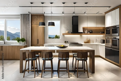 General view of luxury kitchen interior with count © Muhammad
