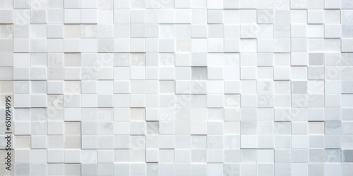 White Mosaic Tile Background with Geometric Squares, Showcasing the Artistic Arrangement and Structural Beauty of Tiled Surface Textur © Ben