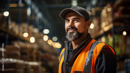 Logistics worker. Man working in a large distribution warehouse.