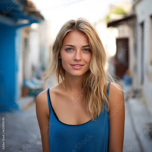 Photo of attractive woman traveling