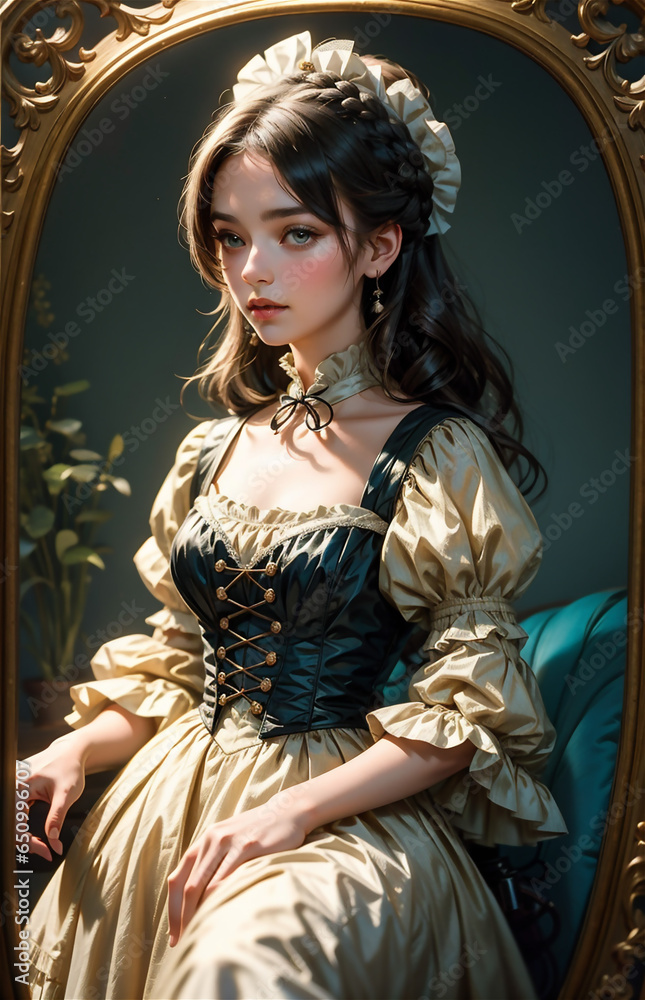 Historical of the Victorian era. Portrait of an elegant woman in ...