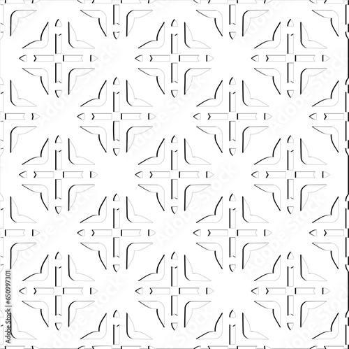 Abstract background with figures from lines. Black and white texture for web page, textures, card, poster, fabric, textile. Monochrome pattern. Repeating design.