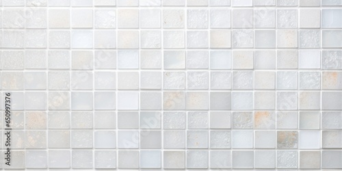 White Mosaic Tile Background with Geometric Squares, Showcasing the Artistic Arrangement and Structural Beauty of Tiled Surface Textur