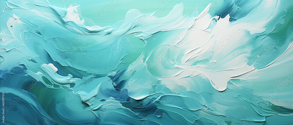 Abstract background of acrylic paint in turquoise and green tones. Abstract background of acrylic paint in turquoise and green tones.