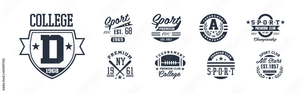 Fototapeta premium College Sport Premium Club and Tournament Emblem Vector Set