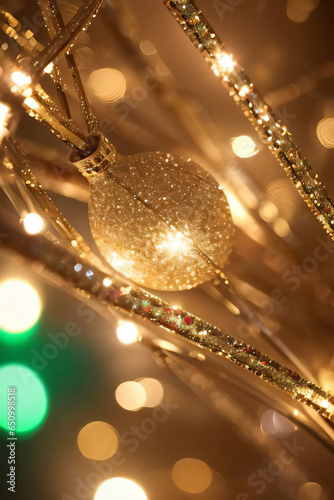 Cgristmas lights and ornaments background wallpaper photo