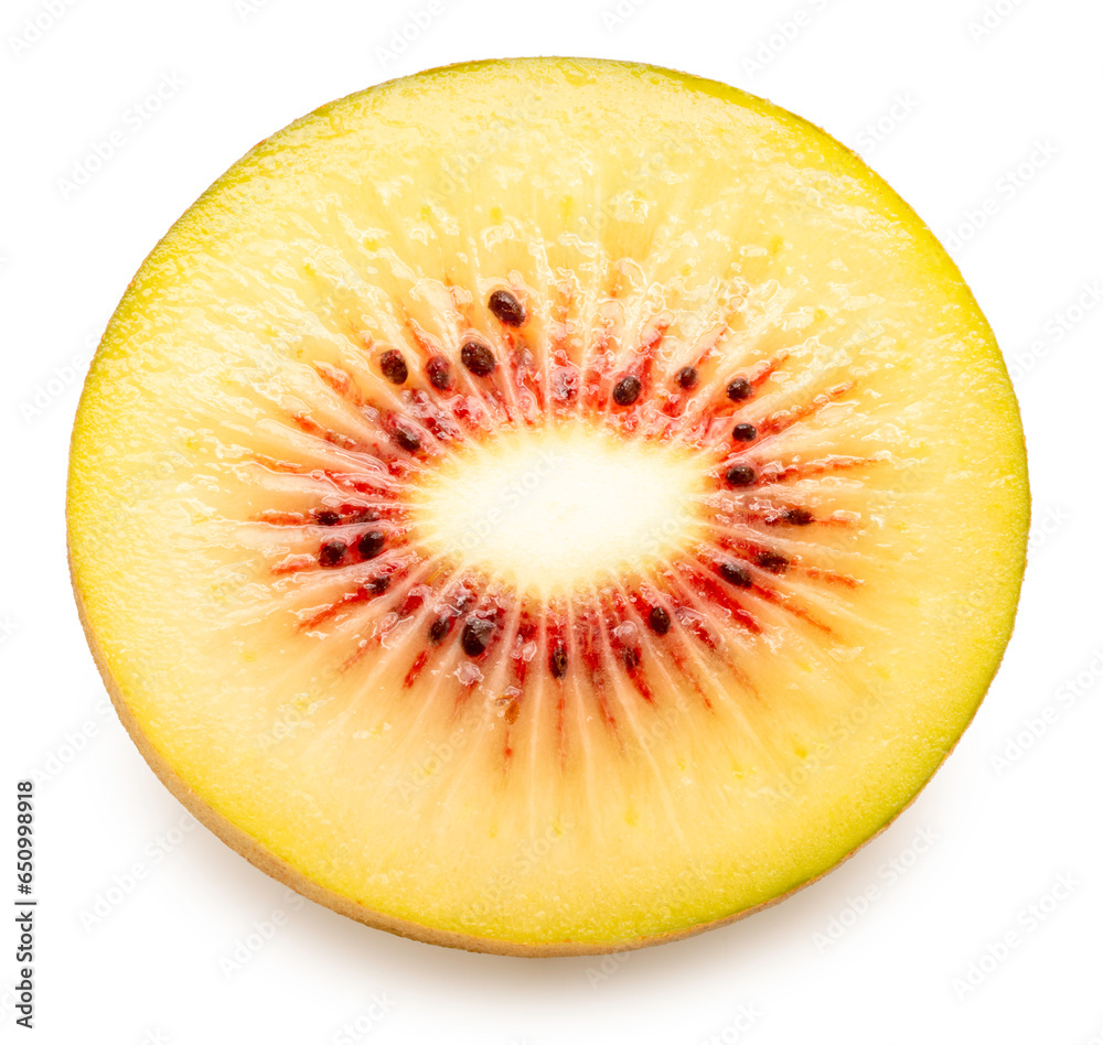 Red Kiwi fruit with leaf isolated on white background, Red Kiwi fruit on White Background With clipping path. Red Kiwi fruit with leaf isolated on white background, Red Kiwi fruit on White Background With clipping path.
