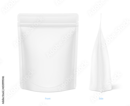 Pouch bag isolated on white background. Vector illustration. Front and side  view. Can be use for template your  design, background, presentation, promo, ad. EPS10.