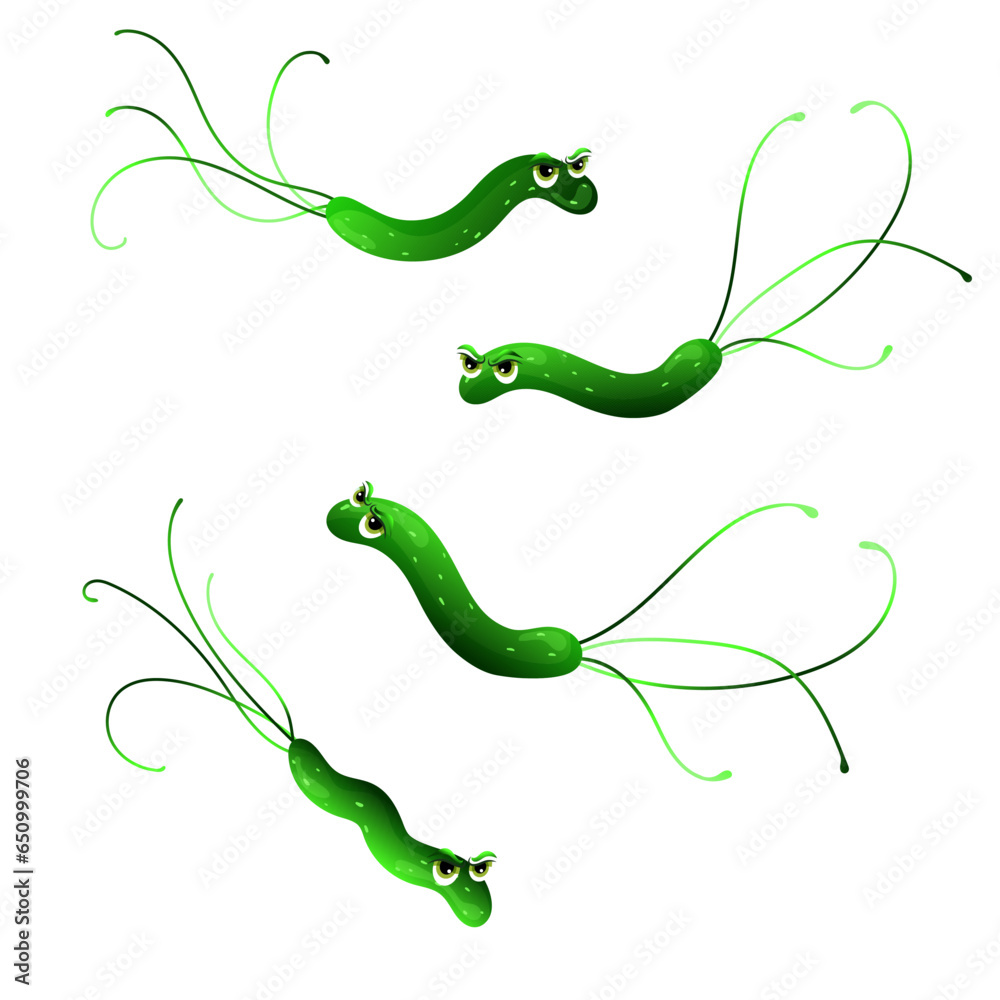 Obraz premium Helicobacter pylori cartoon characters illustration
