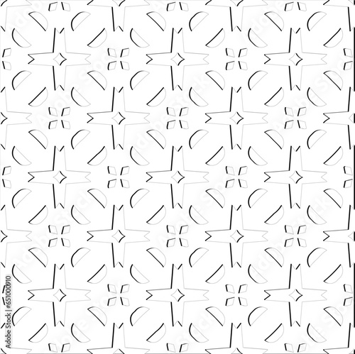 Abstract background with figures from lines. Black and white texture for web page, textures, card, poster, fabric, textile. Monochrome pattern. Repeating design.