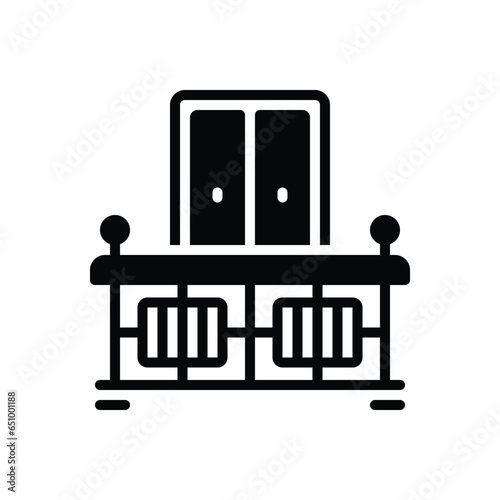 Black solid icon for balcony 