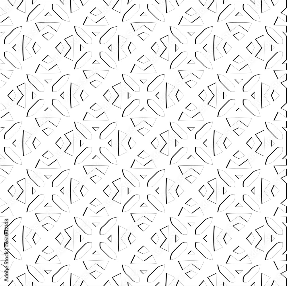 Abstract background with figures from lines. Black and white texture for web page, textures, card, poster, fabric, textile. Monochrome pattern. Repeating design. Abstract background with figures from lines. Black and white texture for web page, textures, card, poster, fabric, textile. Monochrome pattern. Repeating design.