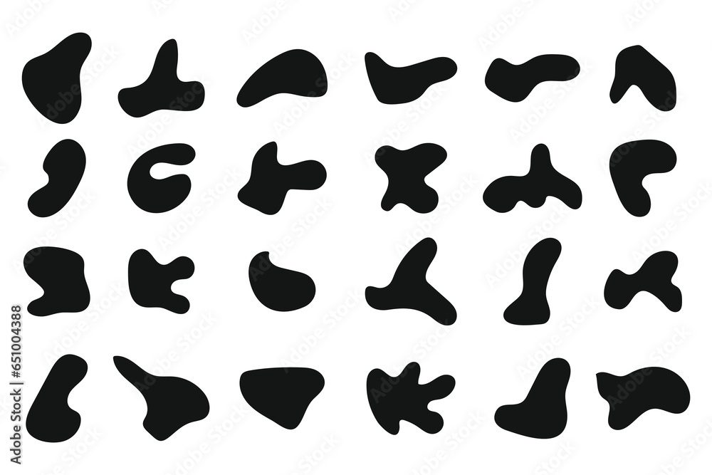 Collection of hand drawn flat abstract shapes. Irregular shape.