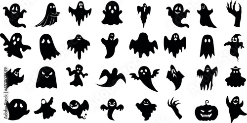 Engaging Halloween ghost silhouette vector illustration.