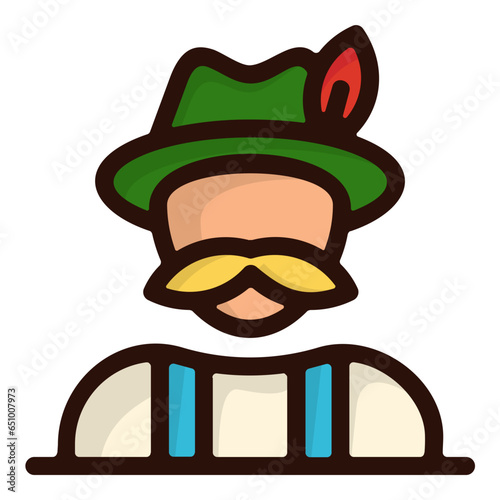illustration of bavarian man with lederhosen and tyrolean hat