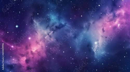 Spacey seamless backdrop texture in the cosmos. Space wallpaper or background with tileable deep royal blue stars and nebula in the night sky. Astrological or astronomical design with a high degree.