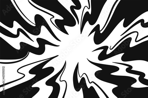 Background of radial lines for comic books in hand-drawn style. Manga speed frame, superhero action, explosion background. Black and white vector illustration