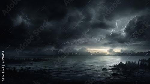 Dark Clouds Storm at Sea