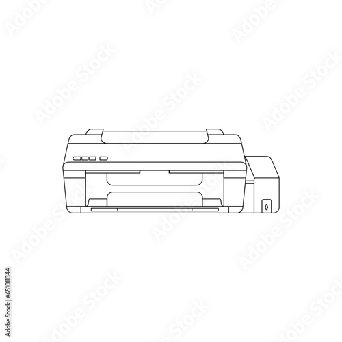 Large Inkjet Printer in outline icon. Trendy style vector illustration of A3 ink tank printer for office and business. Editable graphic resources for many purposes.