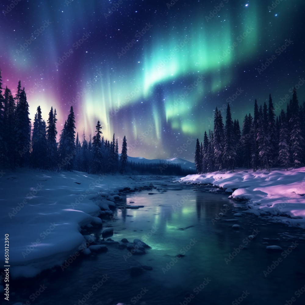 custom made wallpaper toronto digitalオーロラのある風景