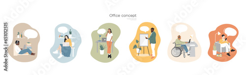 Office concept. Set of icons. Modern minimalist design.