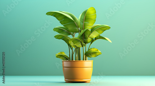 Green Leafy Beauty. Banana Tree as a Houseplant in a Pot