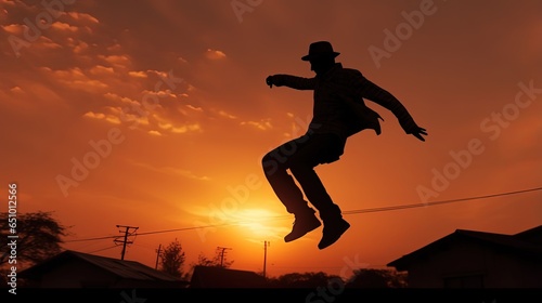 silhouette dancer man with hat