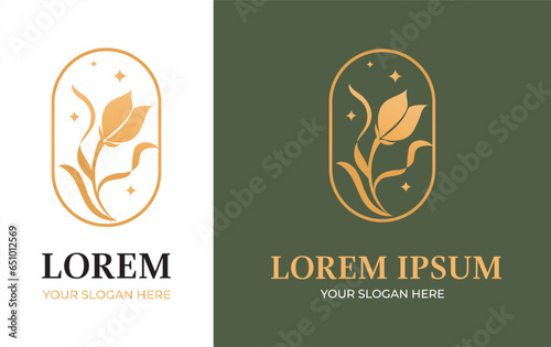 Premium beauty clinic and cosmetics logo design vector template. Tulip icon symbol illustration