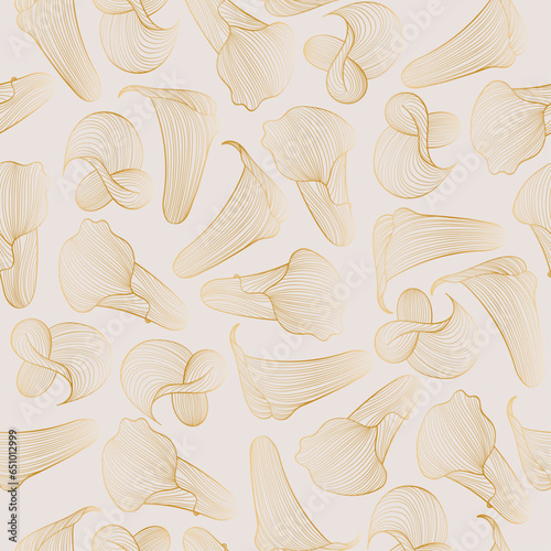 seamless pattern with golden calla lilies