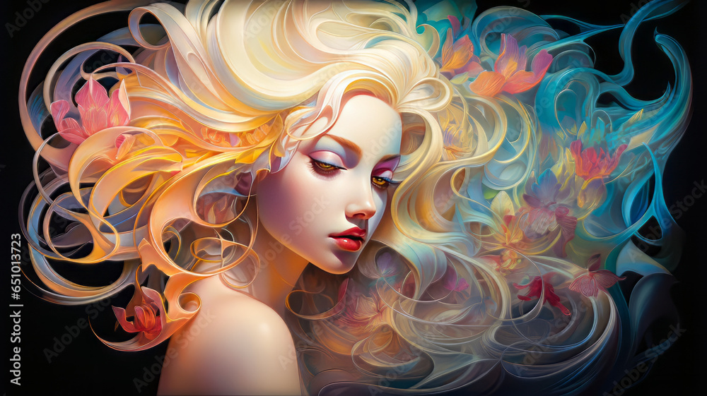 Airbrush Fantasy Woman Portrait.  Generative AI.
A digital rendering of a woman in a fantasy setting with the airbrush art style.