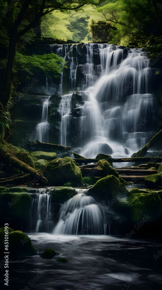 Cascading Waterfall Serenity, 9:16 format
