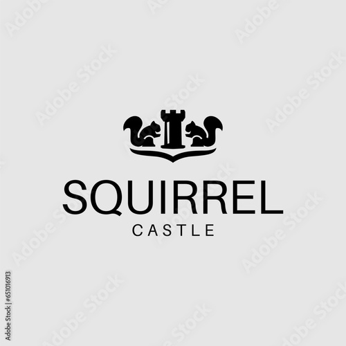 vector Squirrel Castle logo icon vector illustration