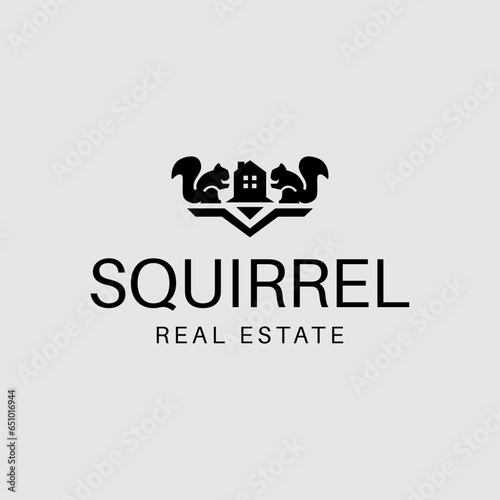 vector squirrel home logo vector illustration